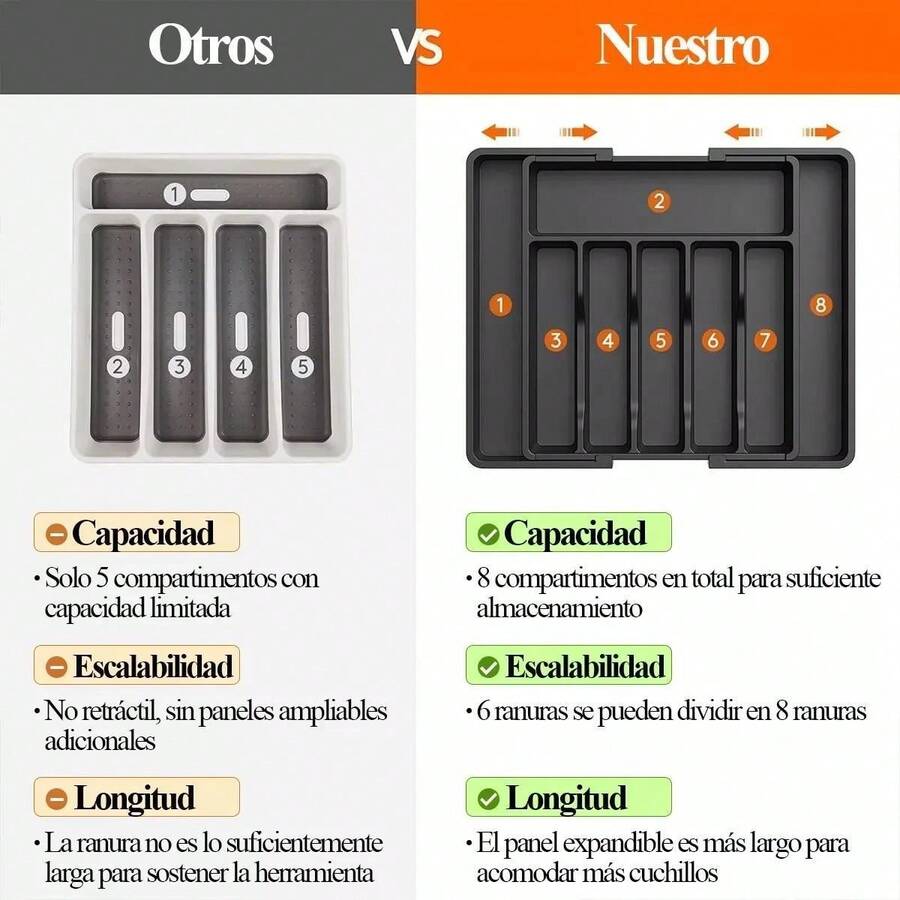 Organizador de cubiertos ajustable