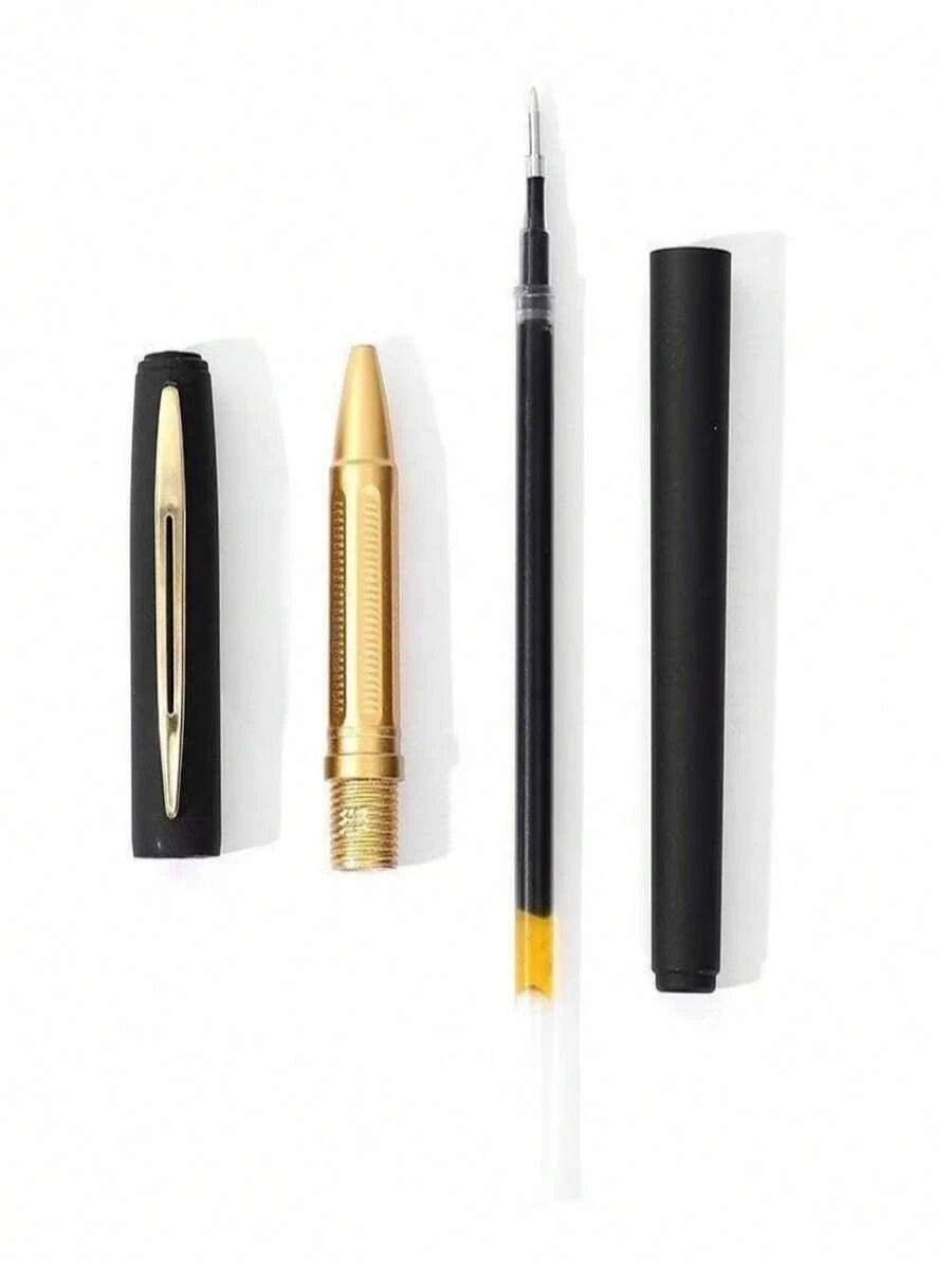 elegante juego de bolígrafos de gel negro y dorado