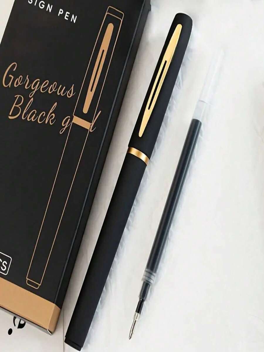 5/10/20 piezas de elegante juego de bolígrafos de gel negro y dorado