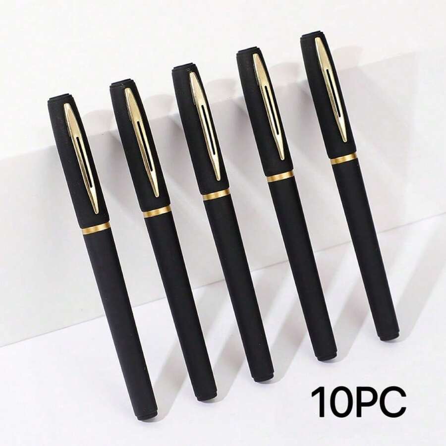 elegante juego de bolígrafos de gel negro y dorado