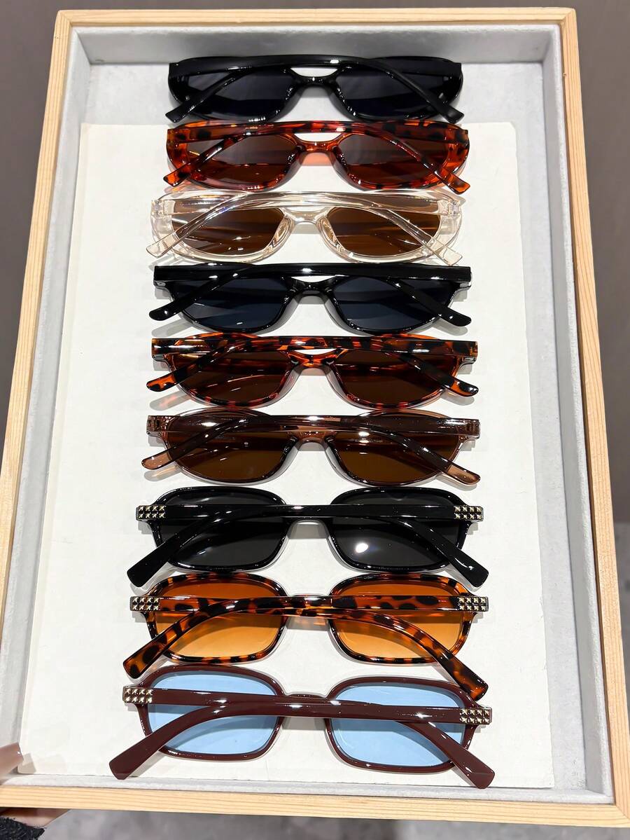 gafas con estampado de leopardo y marcos geométricos multicolor