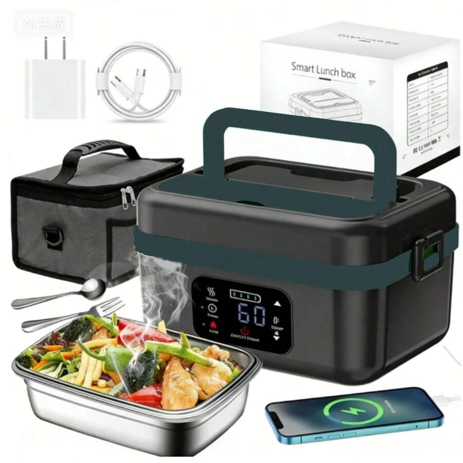 Fiambrera eléctrica inalámbrica, calentador de alimentos