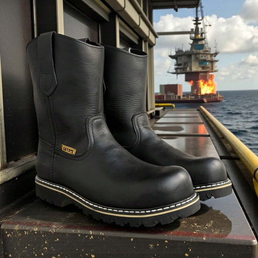 Botas Trabajo Uso Rudo Petroleras Con Casco De Acero Piel Cy