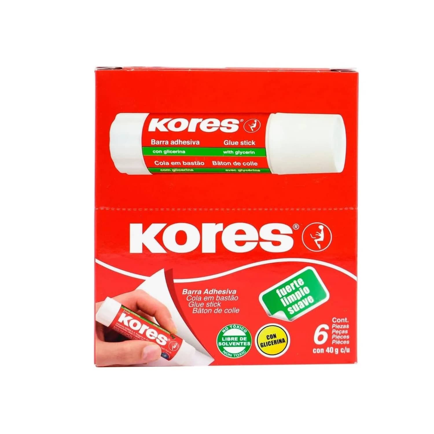6 Lápiz Adhesivo Kores 40 g Blanco