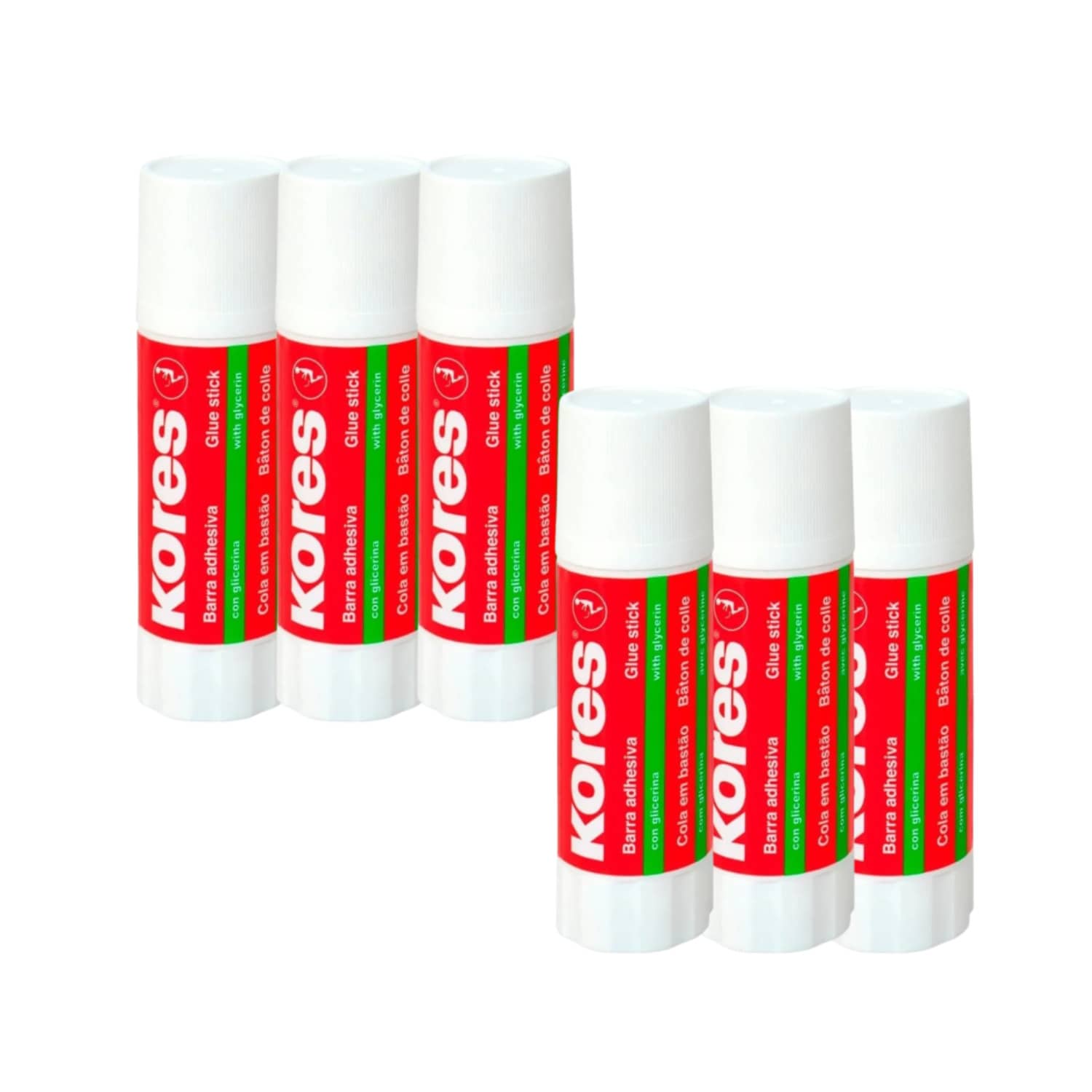 6 Lápiz Adhesivo Kores 40 g Blanco