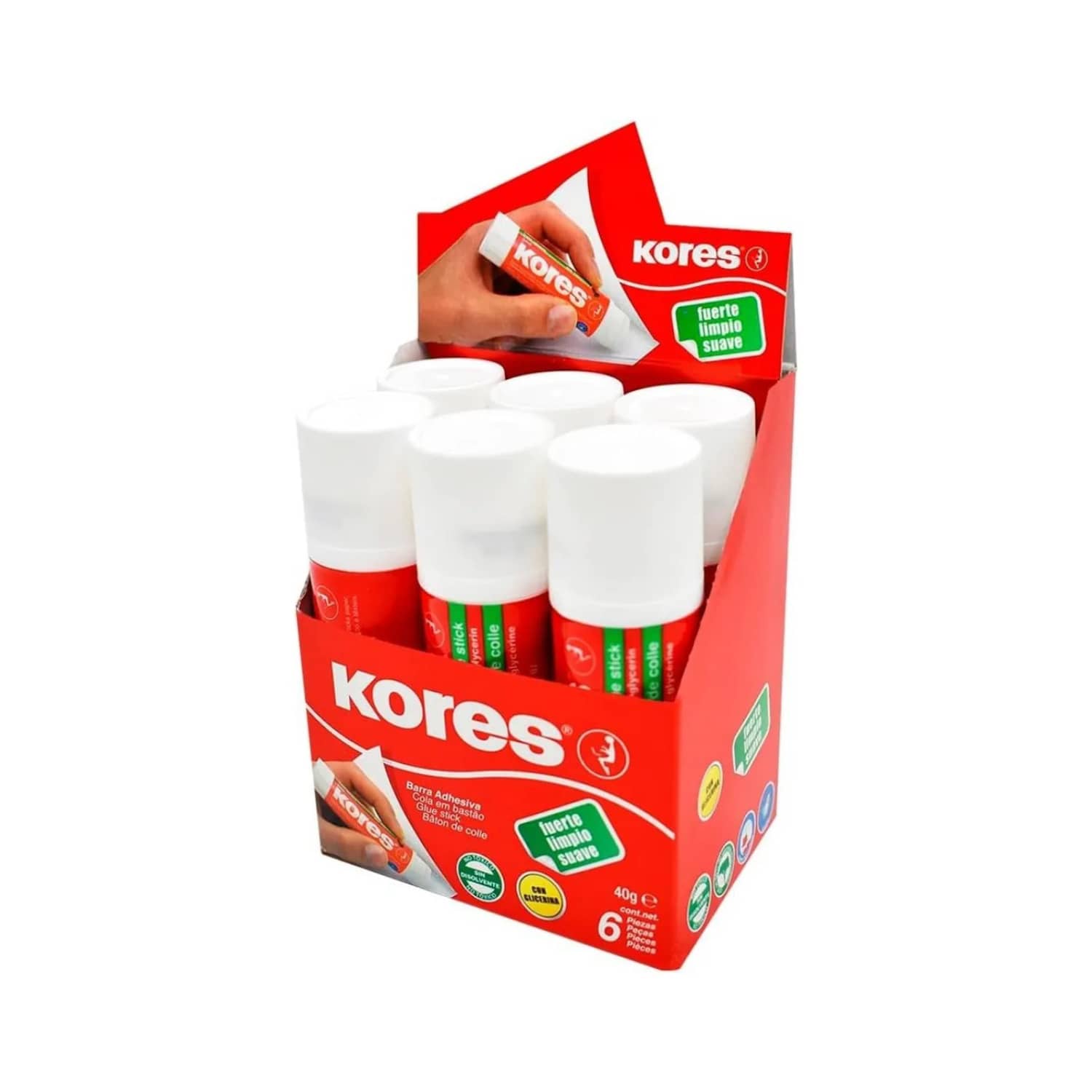 6 Lápiz Adhesivo Kores 40 g Blanco