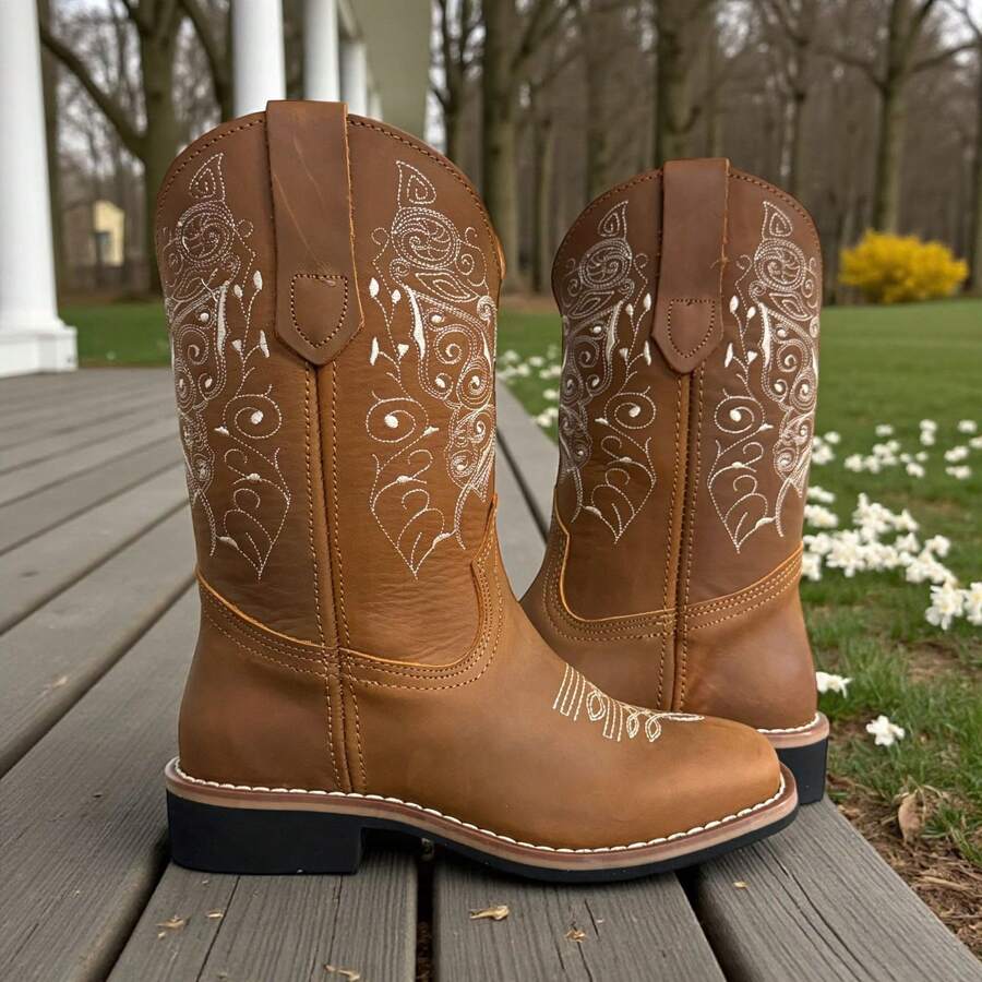 Bota Pedro Coyote Vaquera Mujer En Piel Elegante Comodidad