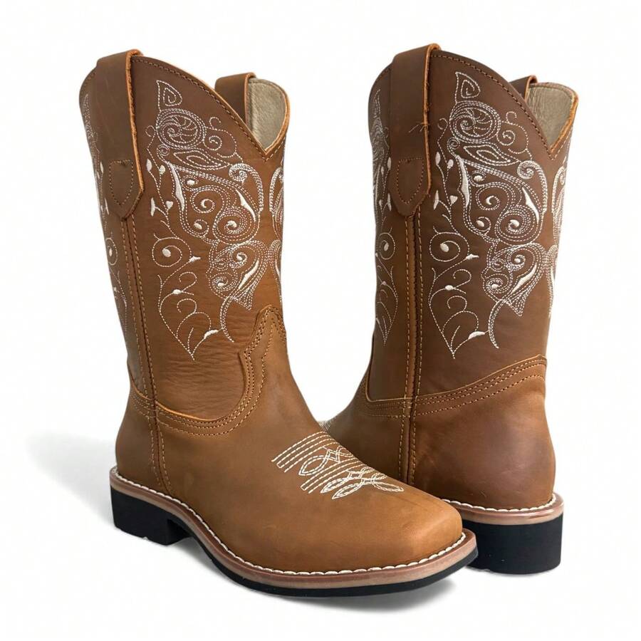 Bota Pedro Coyote Vaquera Mujer En Piel Elegante Comodidad