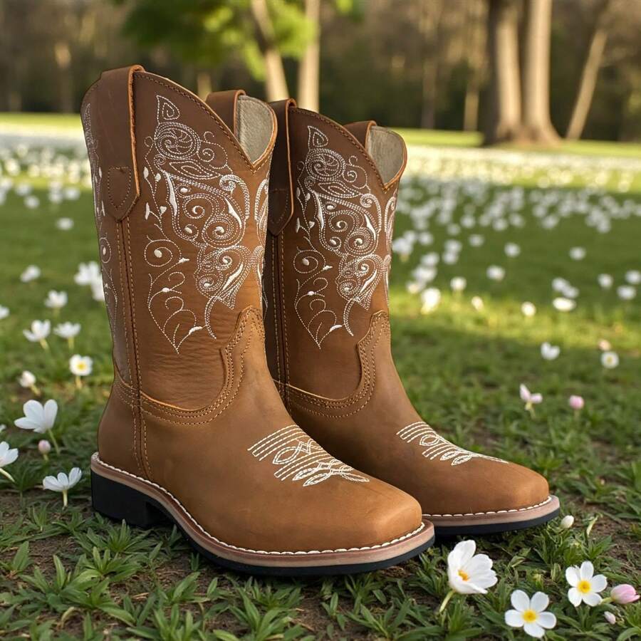 Bota Pedro Coyote Vaquera Mujer En Piel Elegante Comodidad