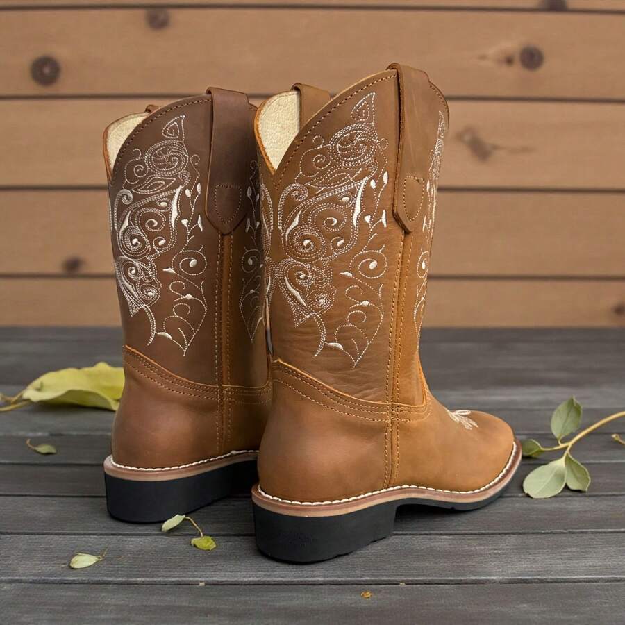 Bota Pedro Coyote Vaquera Mujer En Piel Elegante Comodidad