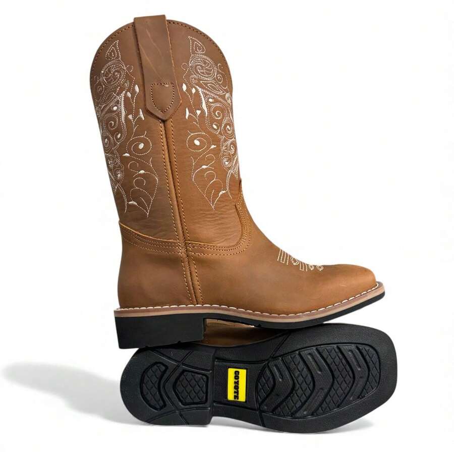 Bota Pedro Coyote Vaquera Mujer En Piel Elegante Comodidad