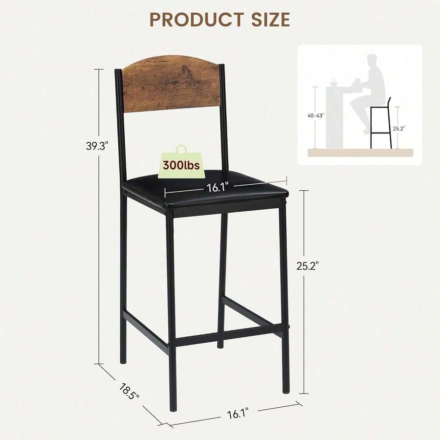 Silla de bar de 2 unidades