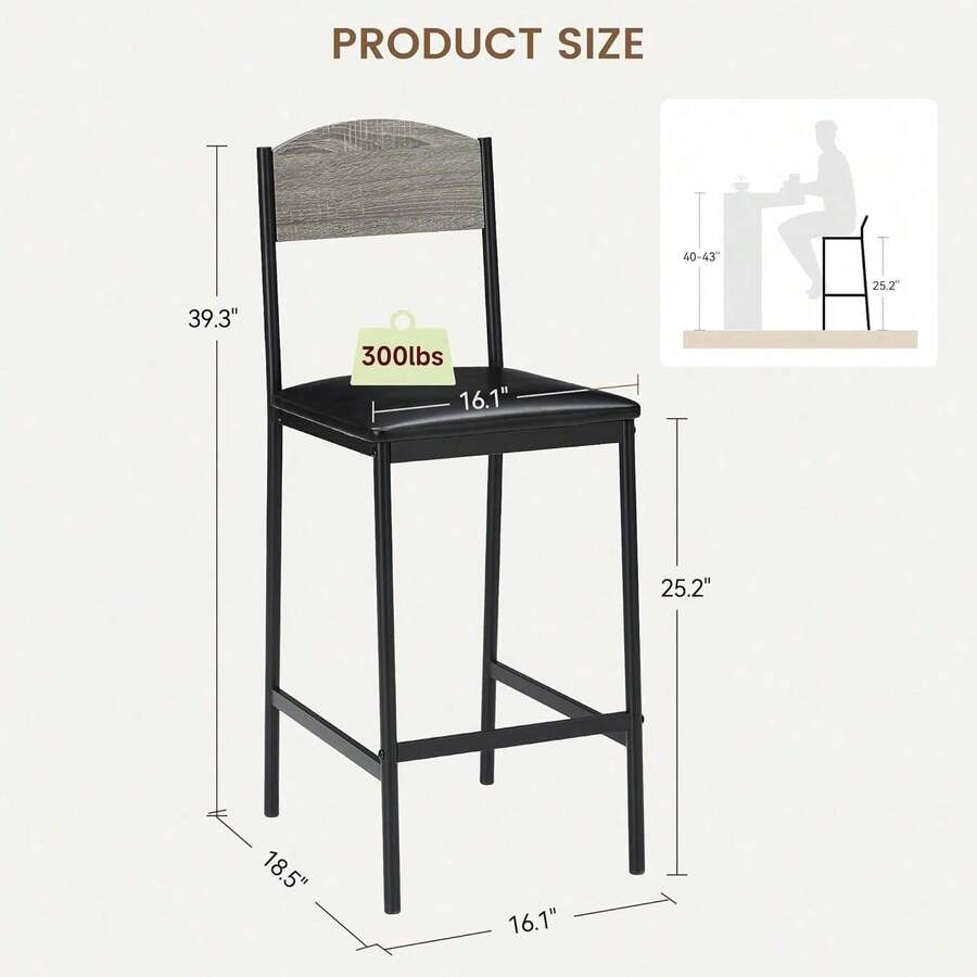 Silla de bar de 2 unidades