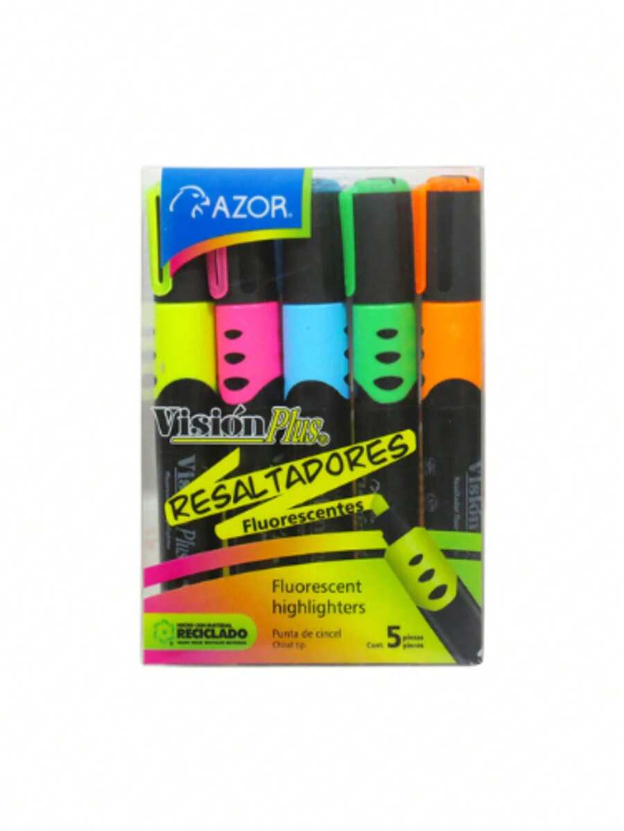 5 Marcatextos resaltadores de colores Visión Plus