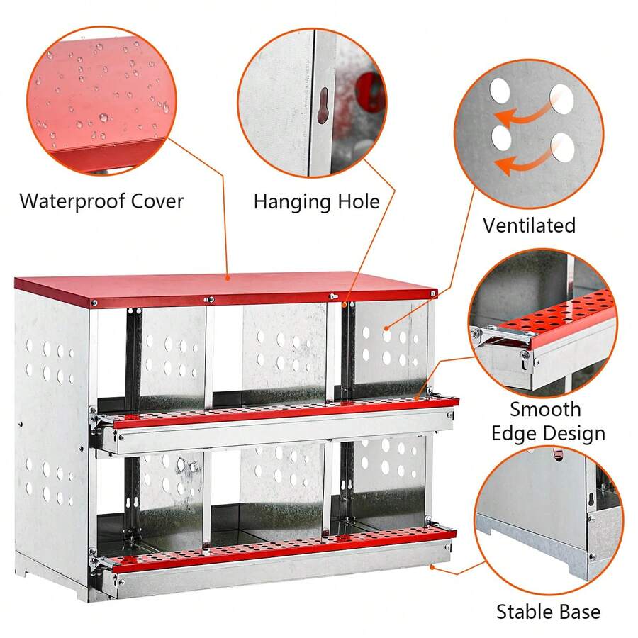 Cajas de Nidificación para Gallinas de 6 Huequeros