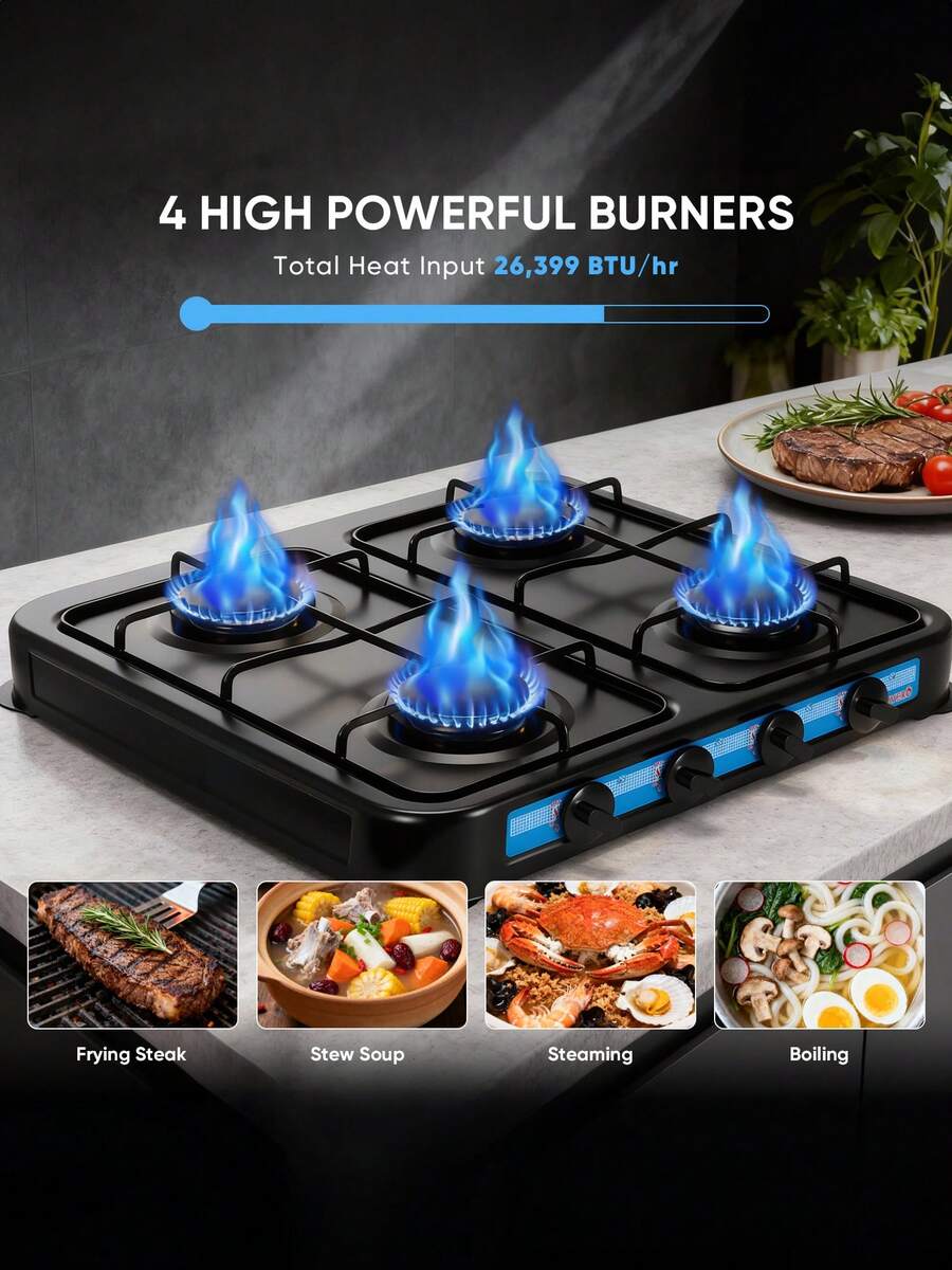 Parrilla Empotrable  4 Quemadores Gas LP