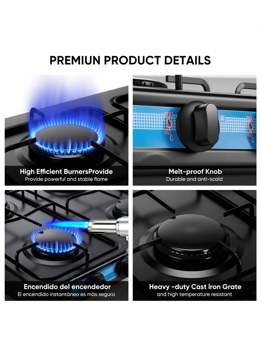 Parrilla Empotrable  4 Quemadores Gas LP