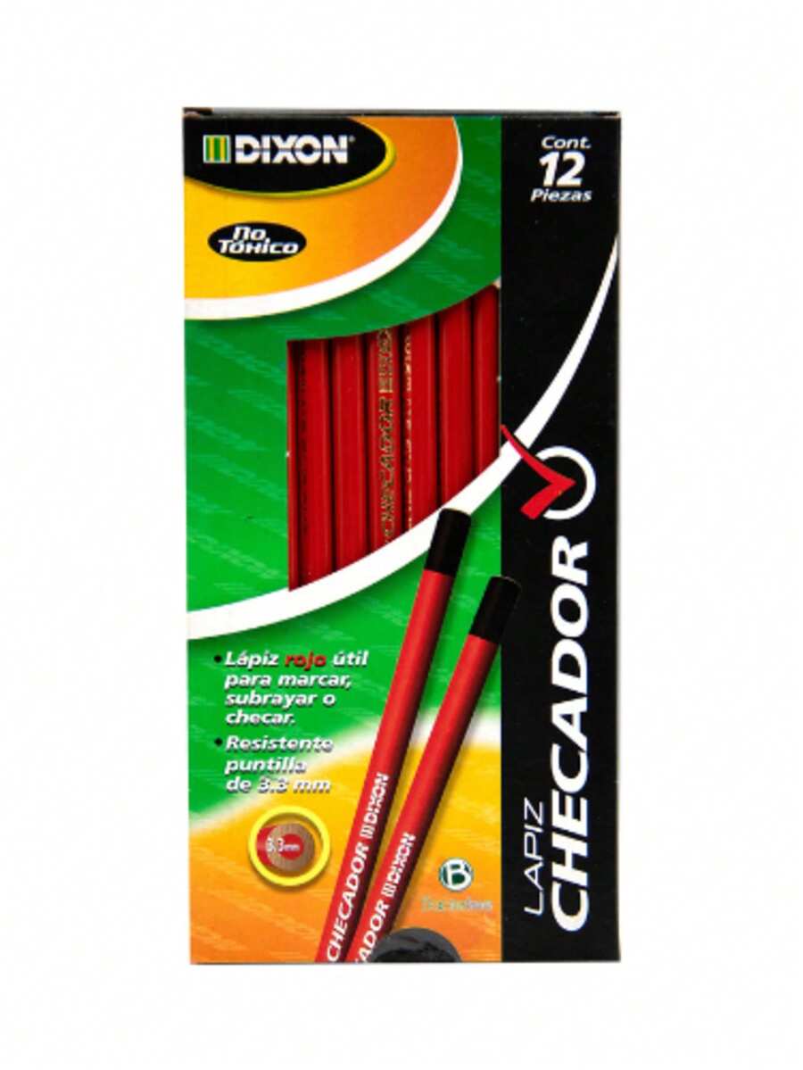 12 Color Rojo Lápices checadores Dixon rojo