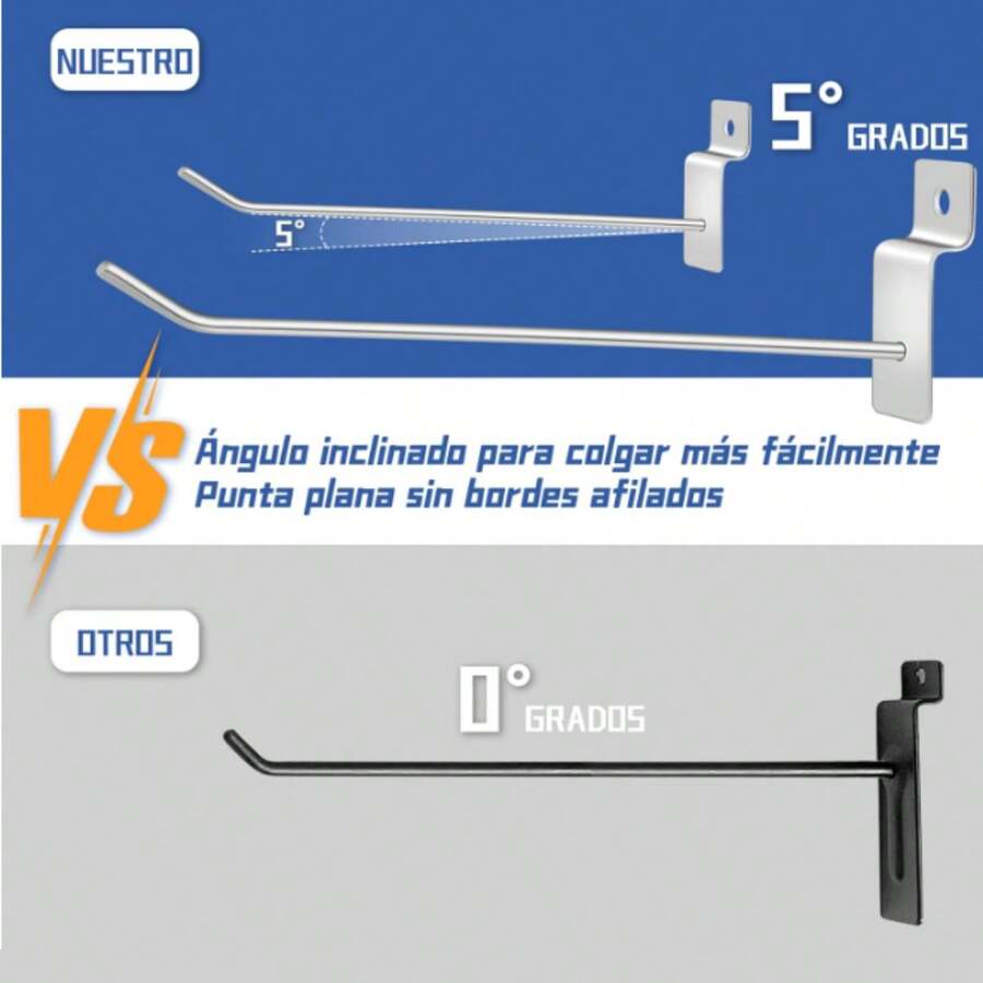 100 pzs (15cm) Gancho Metal para Panel Ranurado