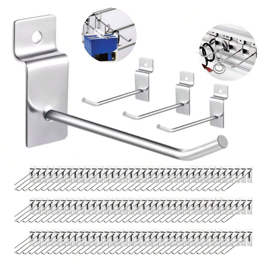 100 pzs (15cm) Gancho Metal para Panel Ranurado