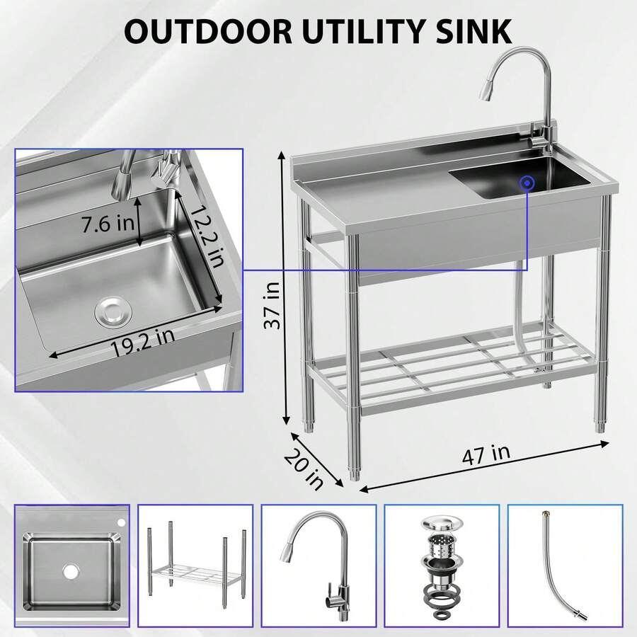 Fregadero utilitario de acero inoxidable