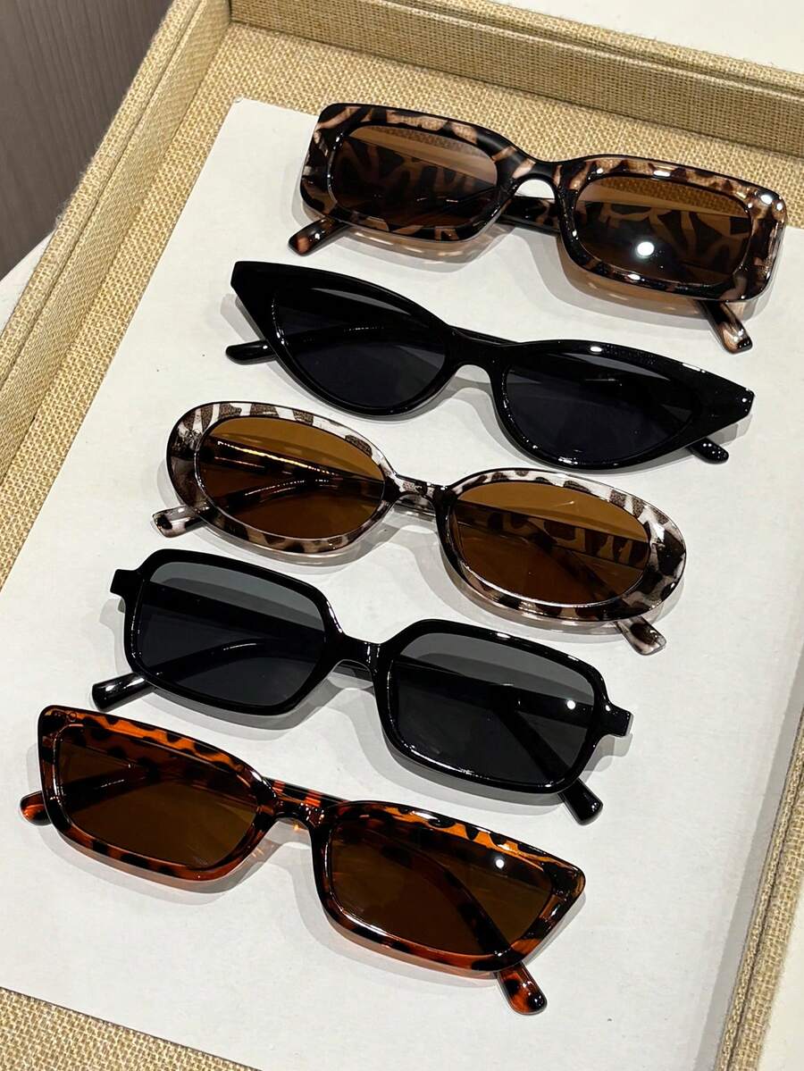gafas con estampado de leopardo y marcos geométricos multicolor