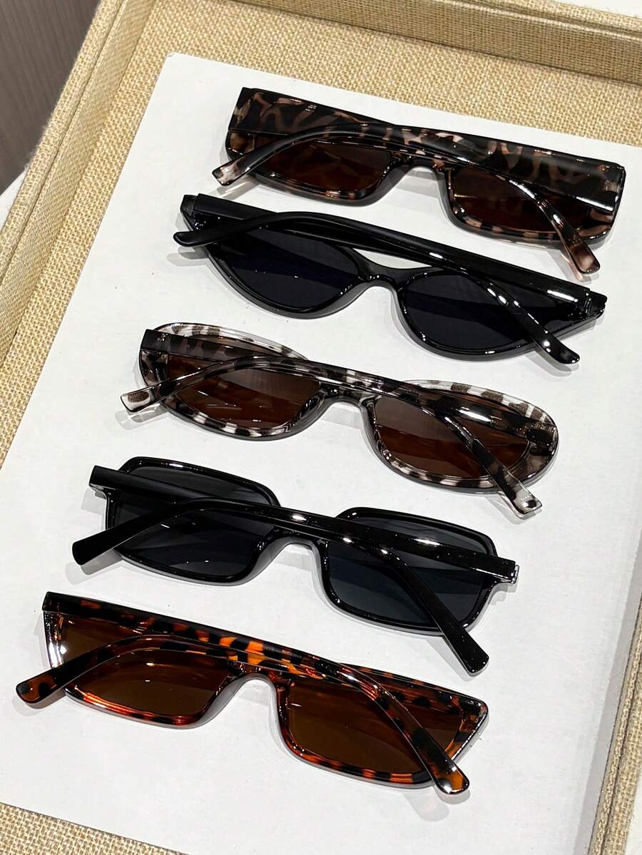 gafas con estampado de leopardo y marcos geométricos multicolor