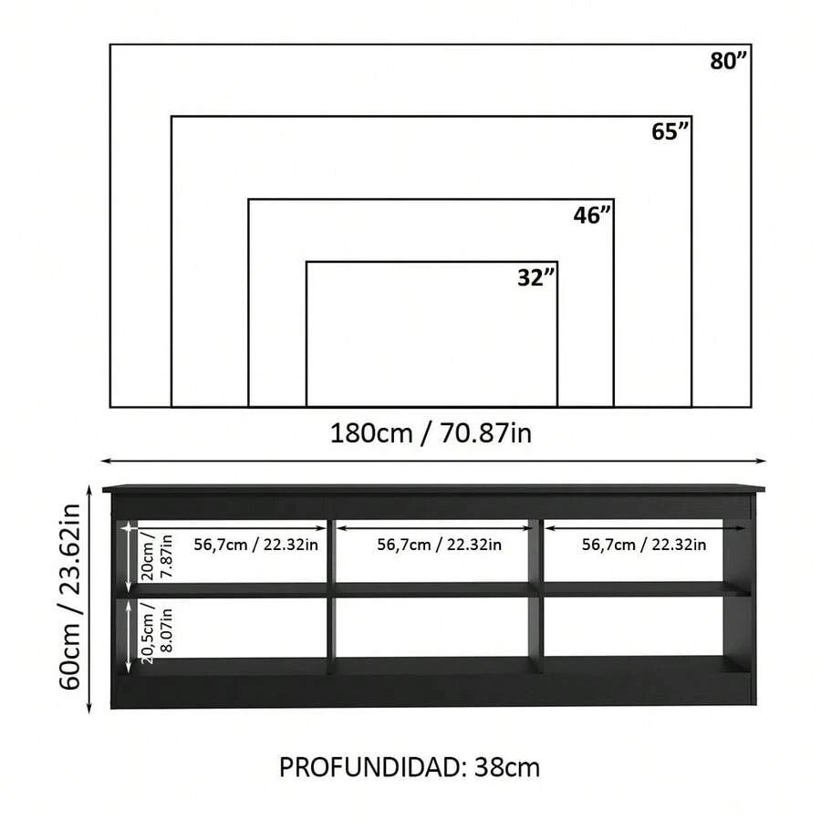 Mueble Mesa Para Tv Rack Madesa 6 Espacios Hasta 80 Negro 03 decoración de cuarto vanity tocador muebles para cuarto muebles escritorio vanity tocador centro de mesa mesa sillas