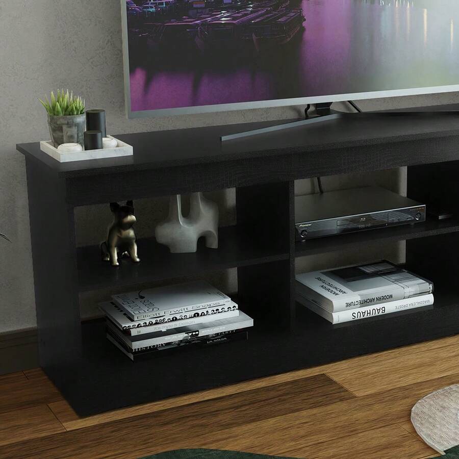 Mueble Mesa Para Tv Rack Madesa 6 Espacios Hasta 80 Negro 03 decoración de cuarto vanity tocador muebles para cuarto muebles escritorio vanity tocador centro de mesa mesa sillas