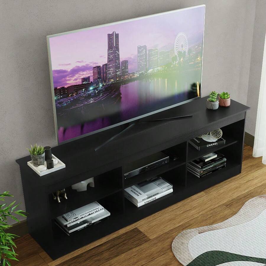 Mueble Mesa Para Tv Rack Madesa 6 Espacios Hasta 80 Negro 03 decoración de cuarto vanity tocador muebles para cuarto muebles escritorio vanity tocador centro de mesa mesa sillas