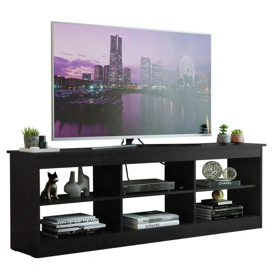 Mueble Mesa Para Tv Rack Madesa 6 Espacios Hasta 80 Negro 03 decoración de cuarto vanity tocador muebles para cuarto muebles escritorio vanity tocador centro de mesa mesa sillas