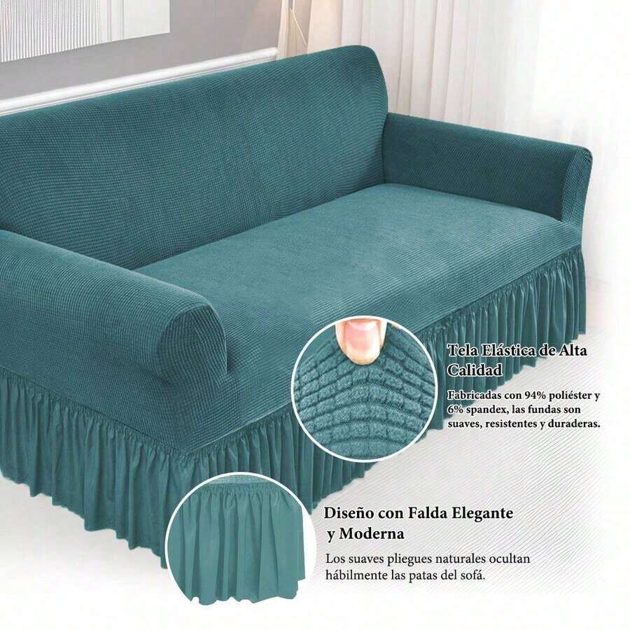 Fundas para Sofá de Tela de Maíz con Falda Elegante