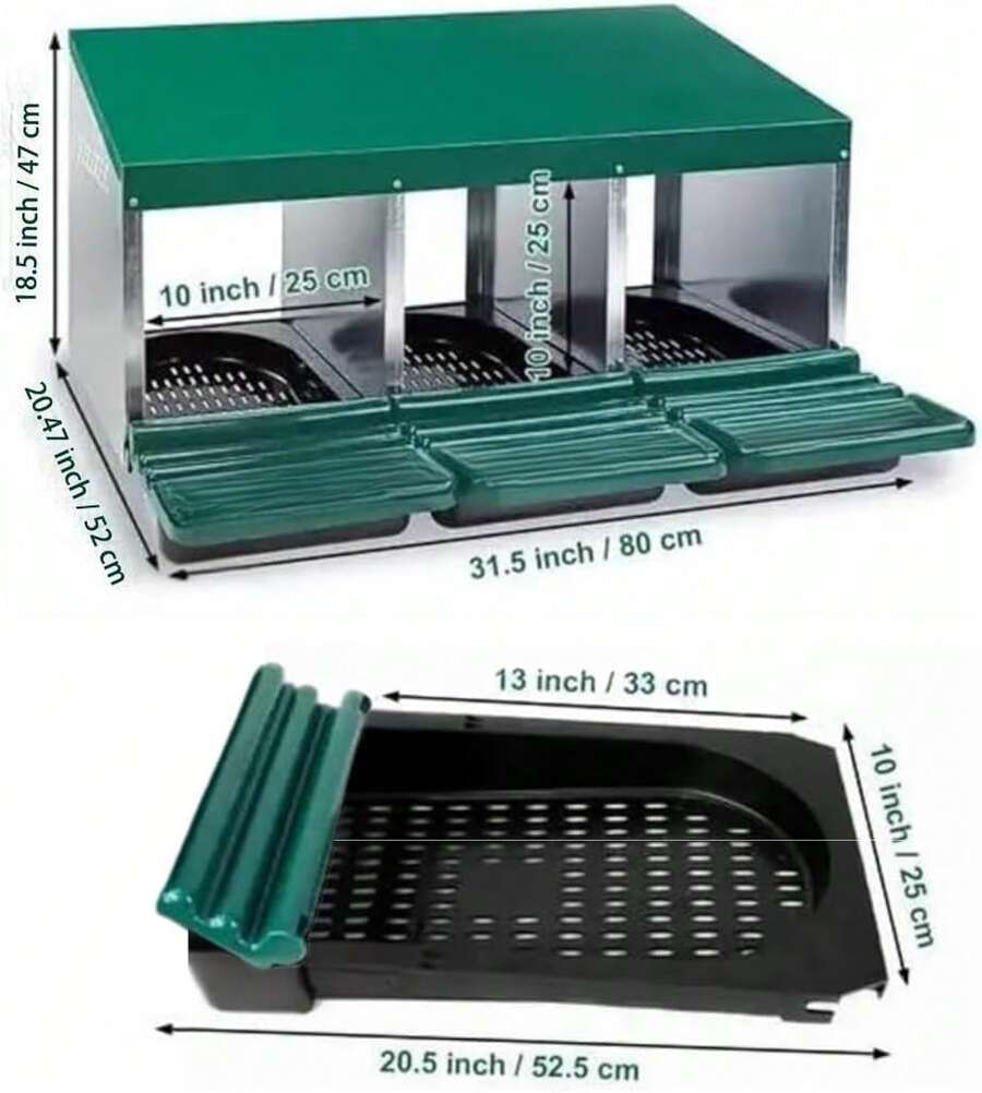 Caja de Nidificación para Gallinas de Metal 3 Compartimentos