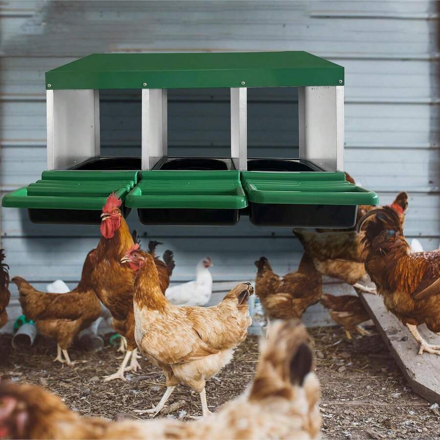 Caja de Nidificación para Gallinas de Metal 3 Compartimentos