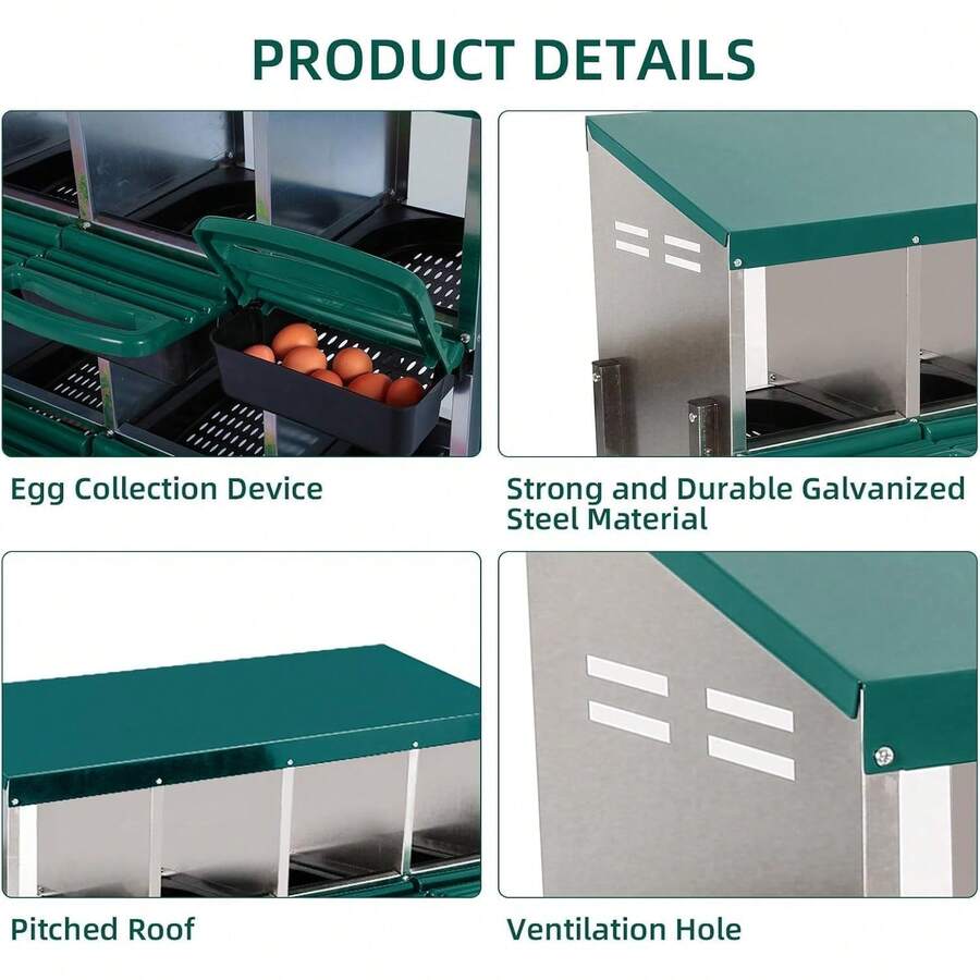 Caja de Nidificación para Gallinas de Metal 3 Compartimentos