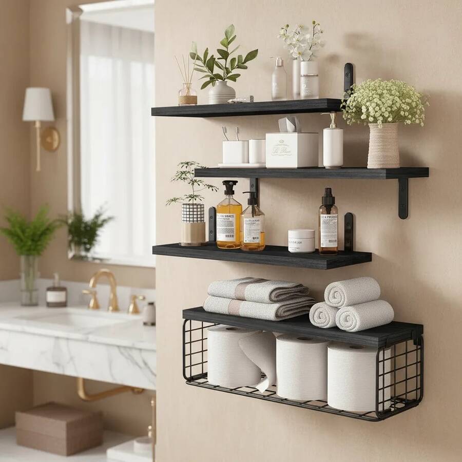 4 Repisas Flotante Madera Minimalista