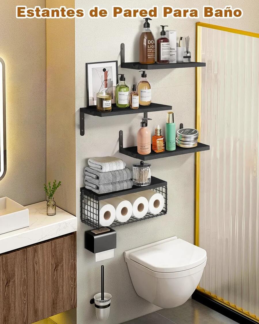 4 Repisas Flotante Madera Minimalista