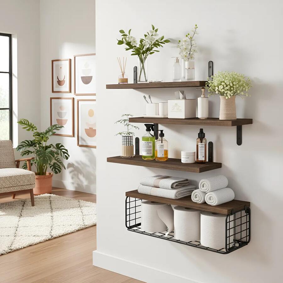4 Repisas Flotante Madera Minimalista