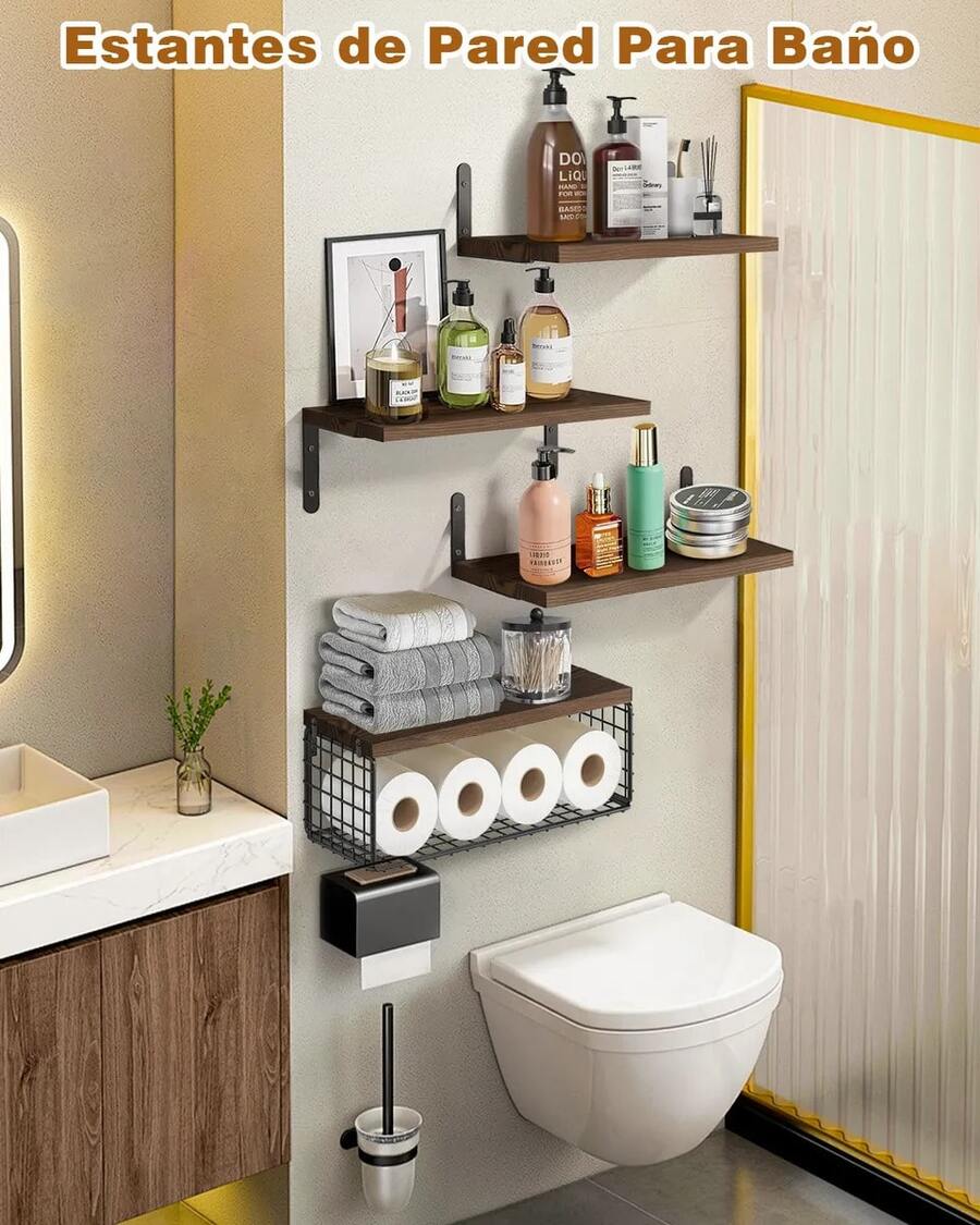 4 Repisas Flotante Madera Minimalista