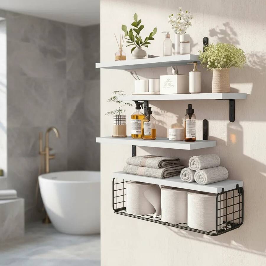 4 Repisas Flotante Madera Minimalista