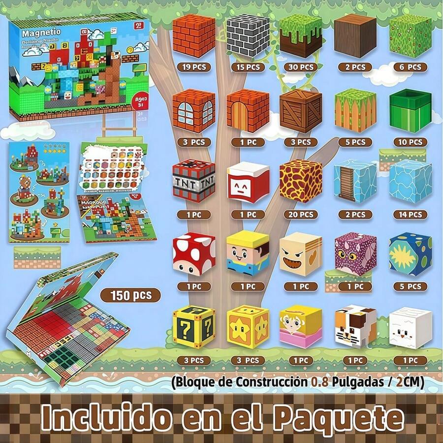 Juego de bloques de construcción magnéticos de 150 piezas