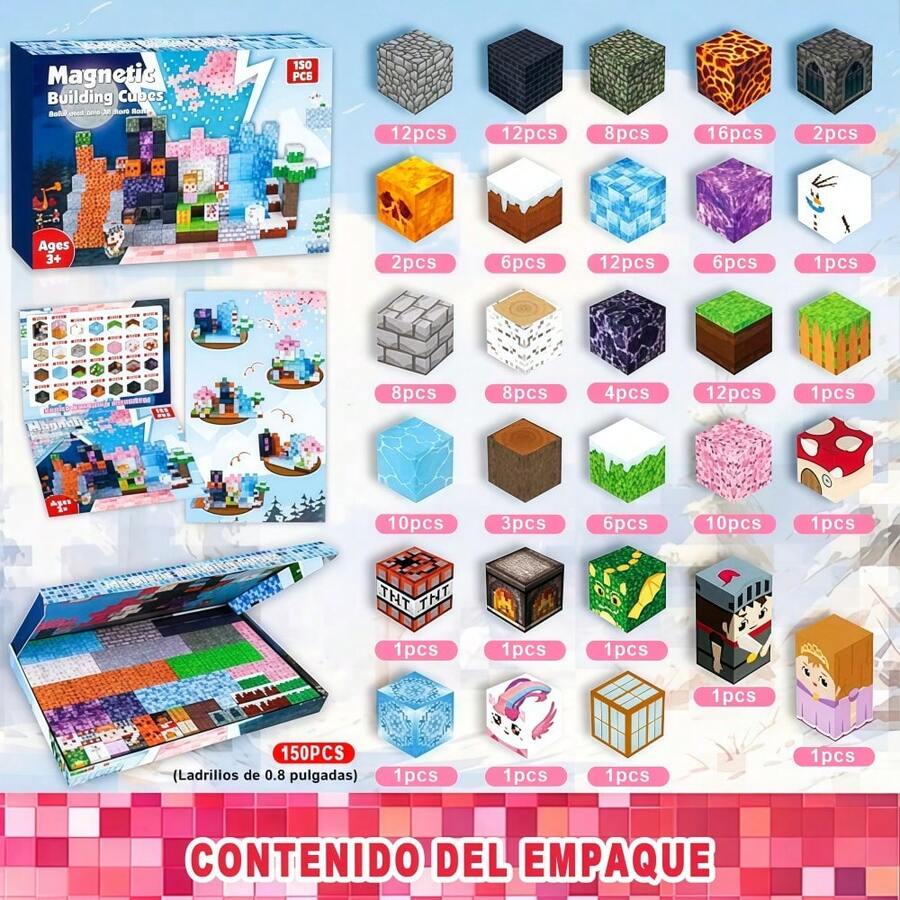 Juego de bloques de construcción magnéticos de 150 piezas