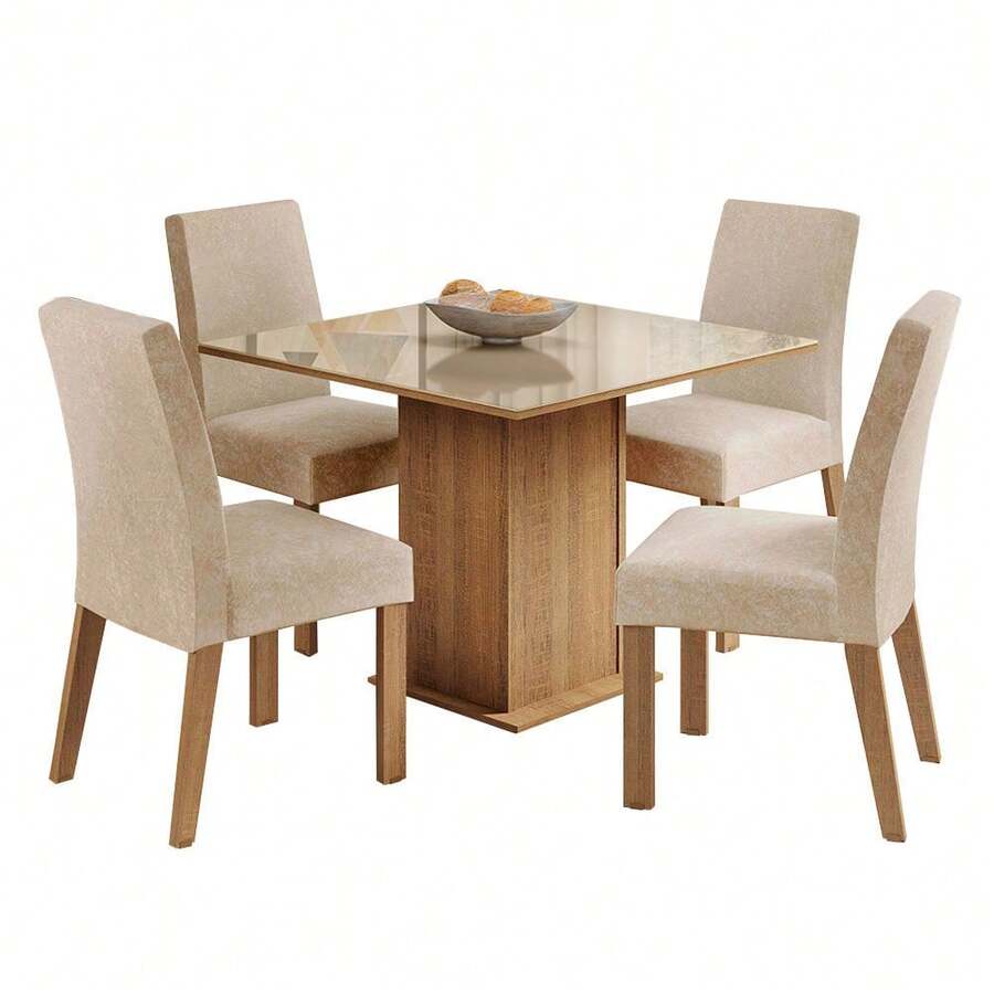 Juego Comedor Madesa Evelin Mesa Tablero De Vidrio 4 Sillas