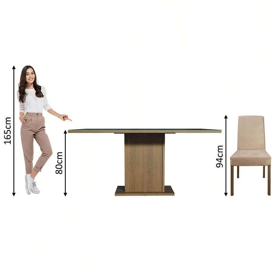 Juego De Comedor Con Mesa Tapa De Cristal Y 6 Sillas