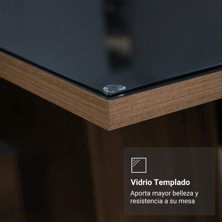 Juego De Comedor Con Mesa Tapa De Cristal Y 6 Sillas