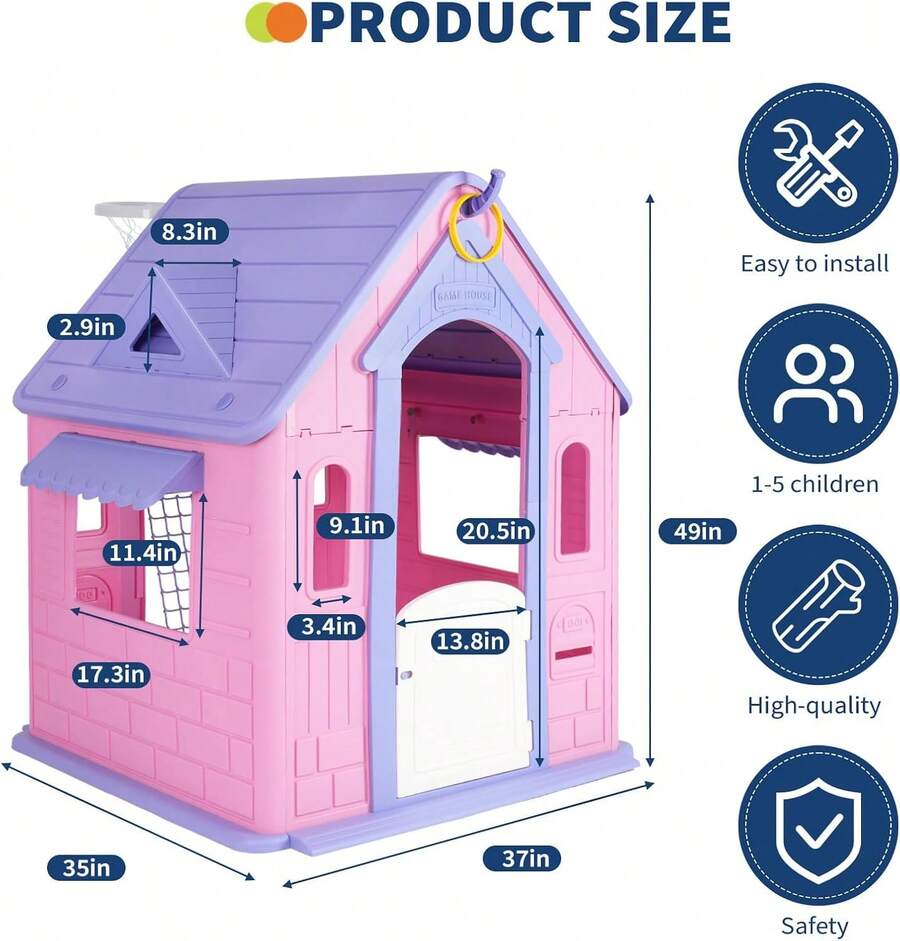 Casa de Juegos Infantil con Buzón y Ventanas