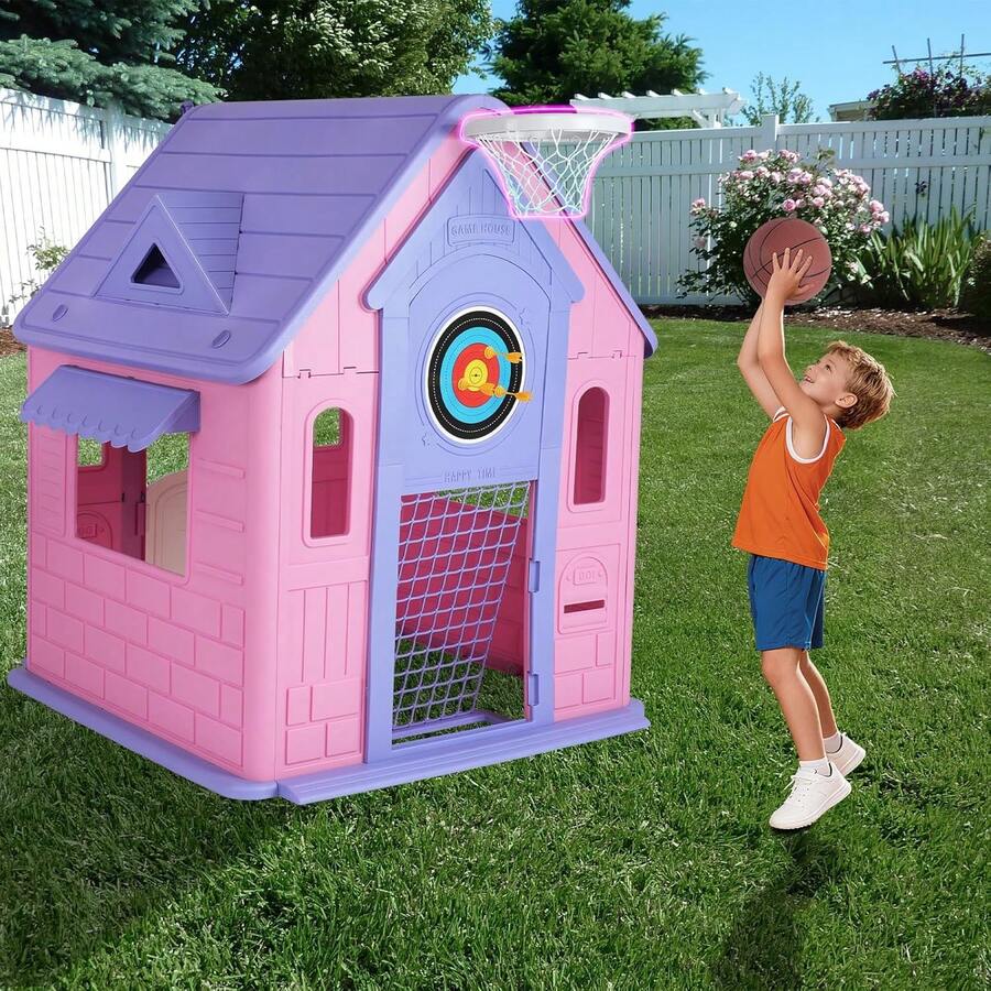 Casa de Juegos Infantil con Buzón y Ventanas