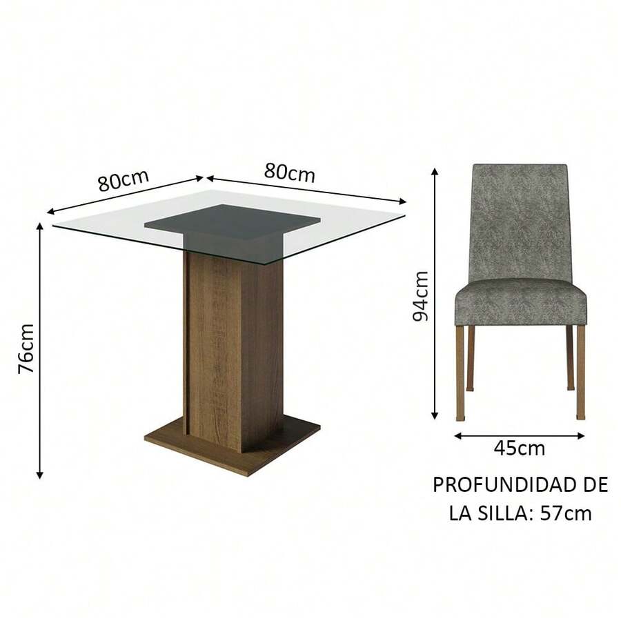 Juego De Comedor Con Mesa De Cristal Y 4 Sillas