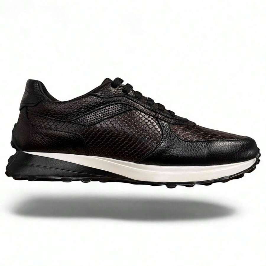 SNEAKERS TENIS ELEGANTE TOMAS IMAS PIEL GRABADA PITON VENADO SUEL TECNOLOGIA EXTRALIGTH HERCHO EN MEXICO