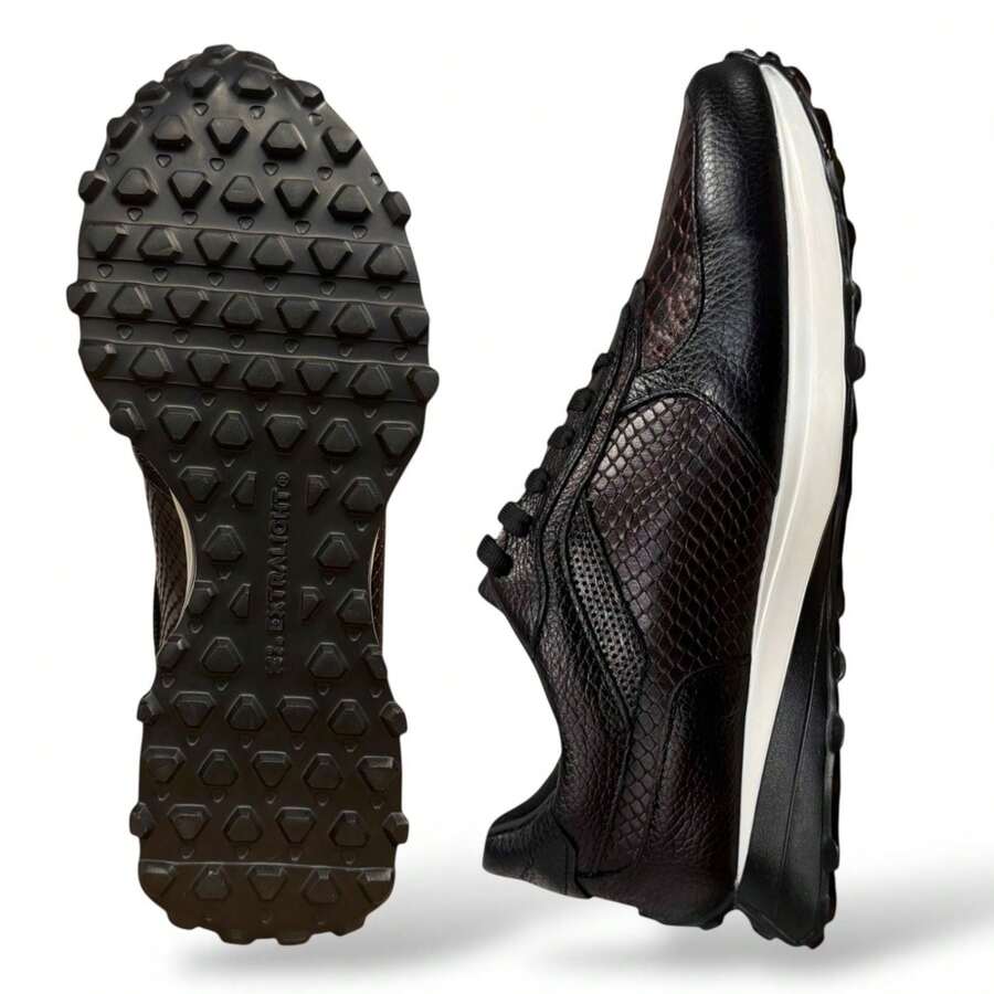 SNEAKERS TENIS ELEGANTE TOMAS IMAS PIEL GRABADA PITON VENADO SUEL TECNOLOGIA EXTRALIGTH HERCHO EN MEXICO